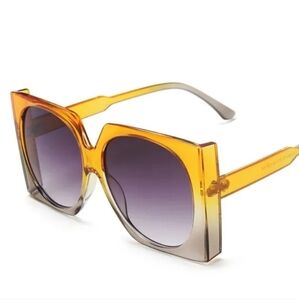 NEW LARGE SQUARE FRAMED ORANGE GREY OBRE SUNGLASSES